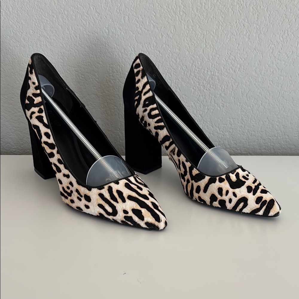 Leopard Print Block Heel Pumps